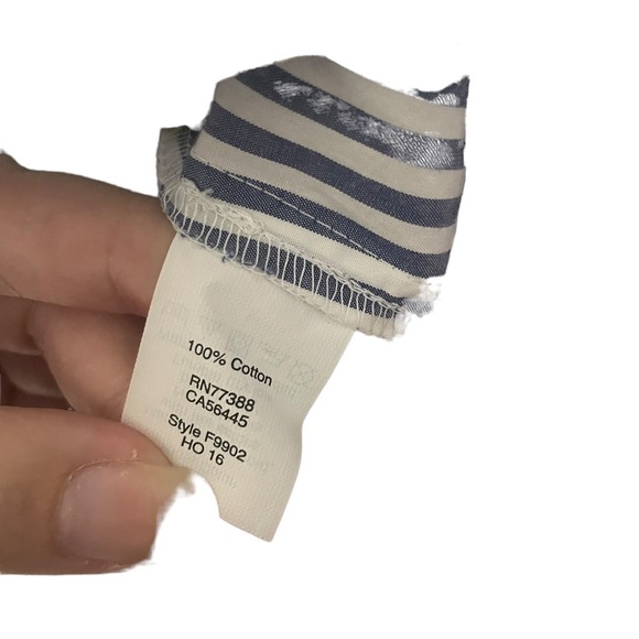 madewell Blue & White Striped Button Down Top w/Bell Sleeves - Picture 7 of 9